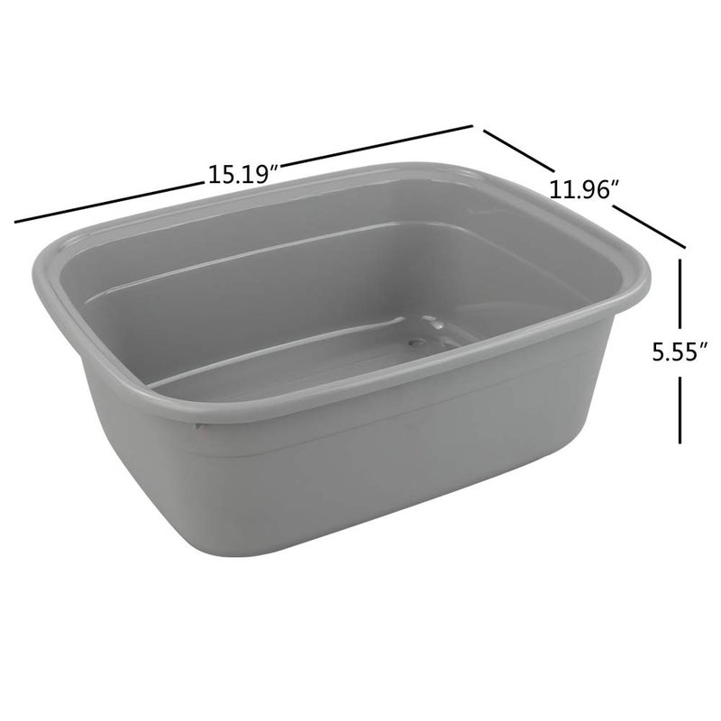 Teyyvn Plastic 14 Quart Dish Pan, Pack for 4 Plastic Rectangular Wash Basin - Image 4